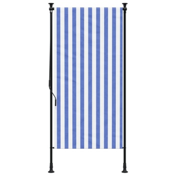Jaluzea rulou de exterior albastru/alb 100x270 cm țesătură/oțel - Img 3