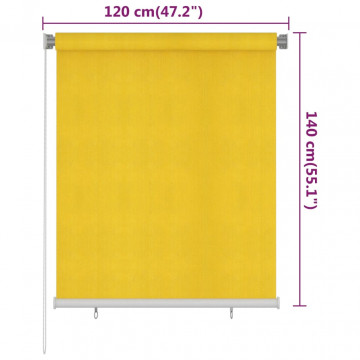 Jaluzea tip rulou de exterior, galben, 120x140 cm, HDPE - Img 4