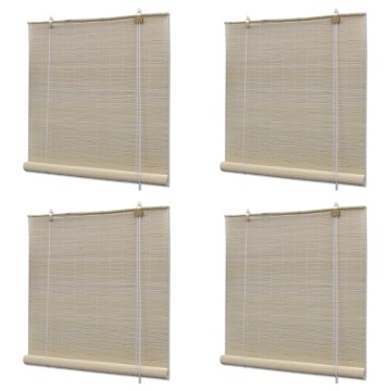 Jaluzele din bambus natural tip rulou, 4 buc., 120 x 160 cm - Img 1