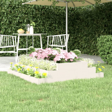 Jardinieră, alb, 110x110x27 cm, lemn masiv de pin - Img 1