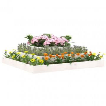 Jardinieră, alb, 110x110x27 cm, lemn masiv de pin - Img 3