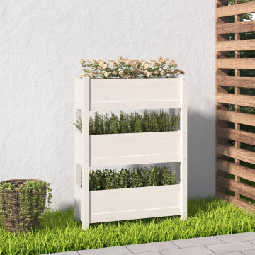 Jardinieră, alb, 77 x 25 x 104,5 cm, lemn masiv de pin - Img 1