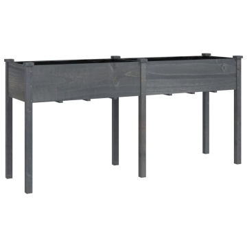 Jardinieră cu căptușeală, gri, 161x45x76 cm, lemn masiv brad - Img 2