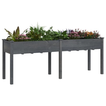 Jardinieră cu căptușeală, gri, 203x53x76 cm, lemn masiv brad - Img 3