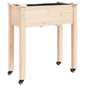 Jardinieră cu roți și căptușeală 71x37x80 cm lemn masiv de brad - Img 2