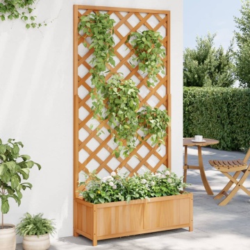 Jardinieră cu spalier, maro, lemn masiv de brad - Img 1