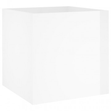 Jardinieră cutie, alb extralucios, 40x40x40 cm, lemn compozit - Img 2