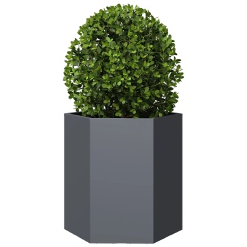 Jardinieră de grădină antracit 46x40x45 cm oțel hexagonal - Img 3