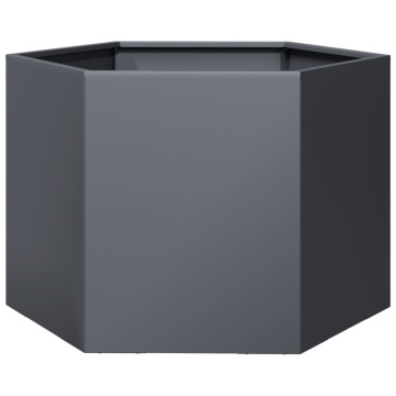 Jardinieră de grădină antracit 69x60x45 cm oțel hexagonal - Img 2