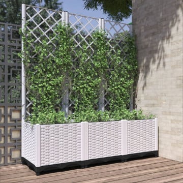 Jardinieră de grădină cu spalier, alb, 120x40x136 cm PP - Img 1