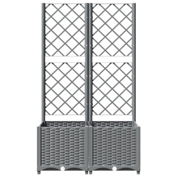 Jardinieră de grădină cu spalier, gri deschis, 80x40x136 cm, PP - Img 4