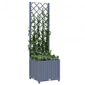 Jardinieră de grădină cu spalier,gri închis, 40x40x136 cm, PP - Img 3
