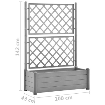 Jardinieră de grădină cu spalier, gri piatră, 100x43x142, PP - Img 7