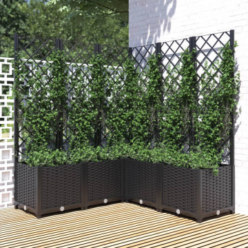 Jardinieră de grădină cu spalier, maro, 120x120x136 cm, PP - Img 1