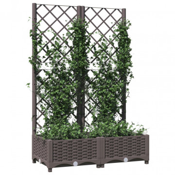 Jardinieră de grădină cu spalier maro, 80x40x121,5 cm, PP - Img 3