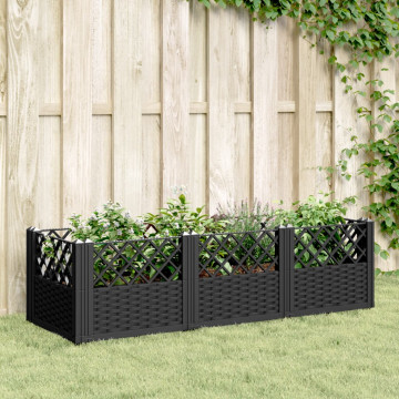 Jardinieră de grădină cu spalier, negru, 123,5x43,5x43,5 cm, PP - Img 1