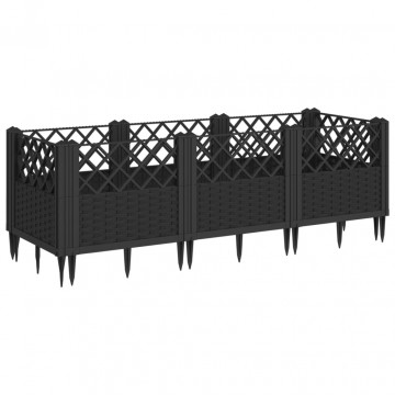 Jardinieră de grădină cu spalier, negru, 123,5x43,5x43,5 cm, PP - Img 2