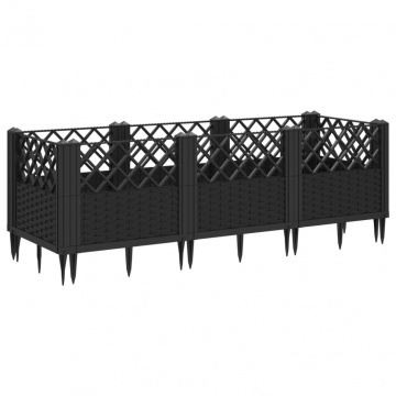 Jardinieră de grădină cu spalier, negru, 123,5x43,5x43,5 cm, PP - Img 8