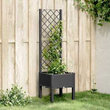 Jardinieră de grădină cu spalier, negru, 40x40x142 cm, PP - Img 1