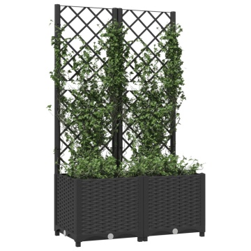 Jardinieră de grădină cu spalier negru, 80x40x136 cm, PP - Img 3