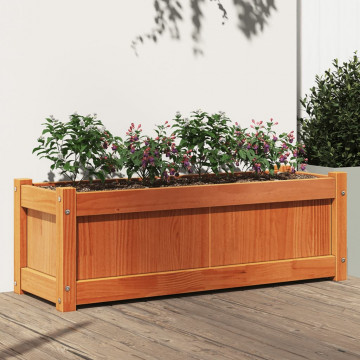 Jardinieră de grădină, maro ceruit, 90x31x31 cm, lemn masiv pin - Img 1