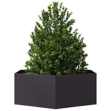Jardinieră de grădină negru 138x120x45 cm oțel hexagonal - Img 3