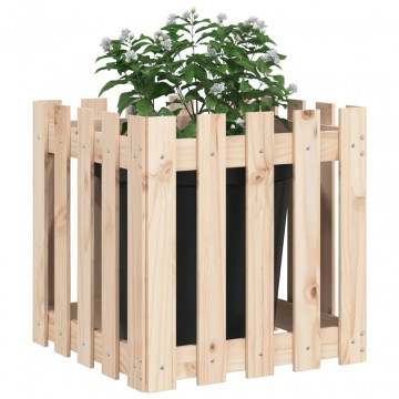 Jardinieră grădină design gard, 50x50x50 cm, lemn masiv de pin - Img 3