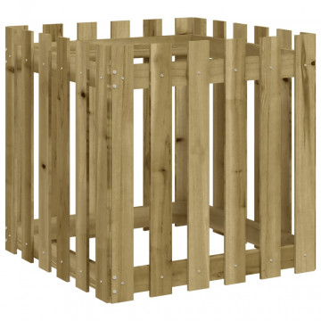 Jardinieră grădină design gard, 60x60x60 cm, lemn pin impregnat - Img 4