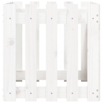 Jardinieră grădină design gard, alb, 50x50x50 cm lemn masiv pin - Img 8