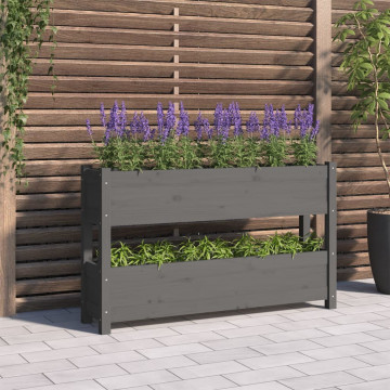 Jardinieră, gri, 112x25x66 cm, lemn masiv de pin - Img 1