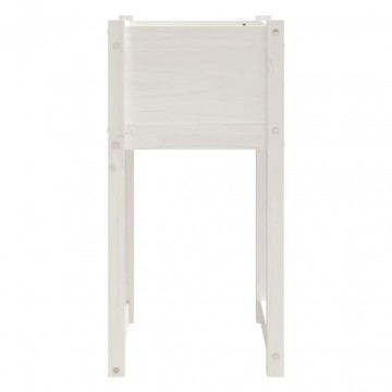 Jardiniere, 2 buc., alb, 40x40x81 cm, lemn masiv de pin - Img 8