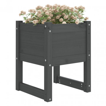 Jardiniere, 2 buc., gri, 40x40x52,5 cm, lemn masiv de pin - Img 3