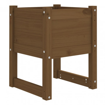 Jardiniere, 2 buc., maro miere, 40x40x52,5cm, lemn masiv de pin - Img 4