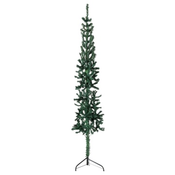 Jumătate brad de Crăciun subțire cu suport, verde, 150 cm - Img 3