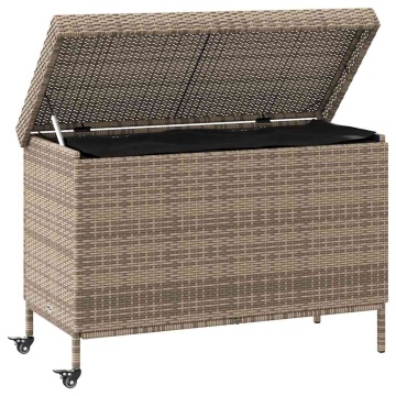 Ladă depozitare de grădină cu roți, gri 110x55x73 cm poliratan - Img 3