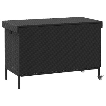 Ladă depozitare de grădină cu roți negru,110x55x73 cm poliratan - Img 5