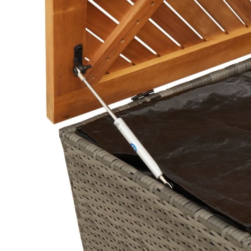 Ladă depozitare grădină gri 220x50x54 cm poliratan lemn acacia - Img 7