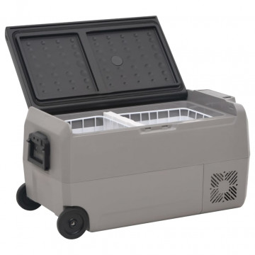 Ladă frigorifică cu roată și adaptor, 50 L, negru&gri, PP & PE - Img 2