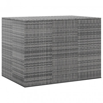 Ladă grădină pentru perne, gri, 145x100x103 cm, ratan PE - Img 1