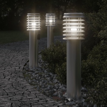 Lampă exterioară de podea cu priză, argintiu, 60 cm, oțel inox - Img 1