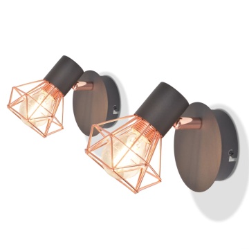 Lămpi de perete, 2 buc, cu 2 becuri LED cu filament 8 W - Img 1