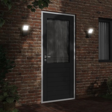 Lămpi exterioare de perete cu LED 2 buc. negru, aluminiu turnat - Img 3