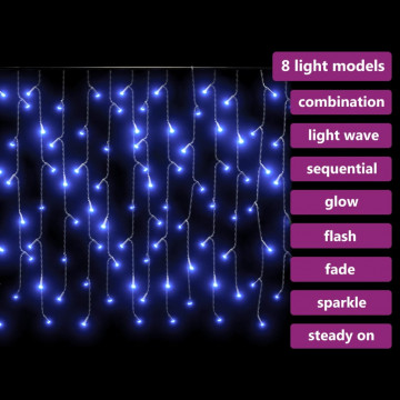 Lumini de perdea tip gheață cu 400 LED-uri albastru 8 funcții - Img 5