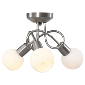 Lustră cu abajururi din ceramică, 3 becuri E14, alb, glob - Img 3