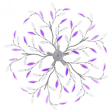 Lustră cu brațe tip frunze cristal acrilic violet 5 becuri E14 - Img 3