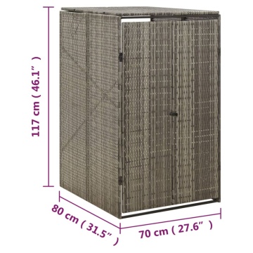 Magazie de pubelă cu roți, gri, 70x80x117 cm, poliratan - Img 6