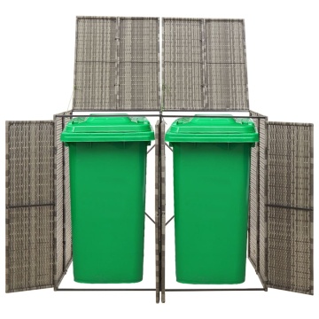 Magazie de pubele dublă, gri, 140x80x117 cm, poliratan - Img 2