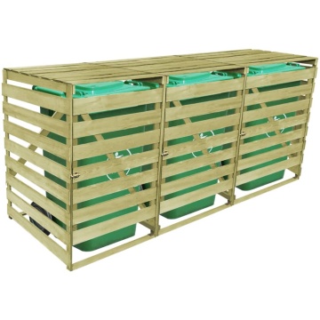 Magazie de pubele triplă, 240 L, lemn tratat - Img 4
