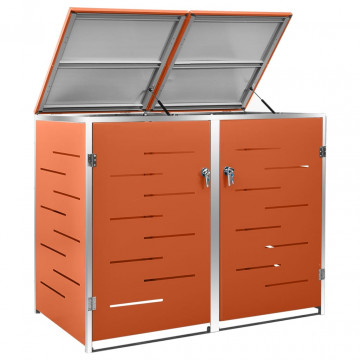 Magazie pentru două pubele, 138x77,5x115,5 cm, oțel inoxidabil - Img 5