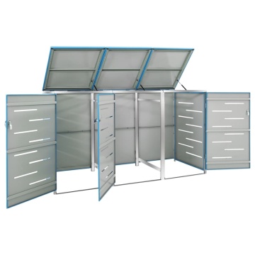 Magazie pentru trei pubele, 207x77,5x112,5 cm, oțel inoxidabil - Img 3